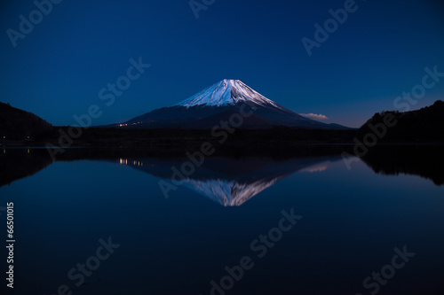 Inverted image of Mount Fuji at early morning