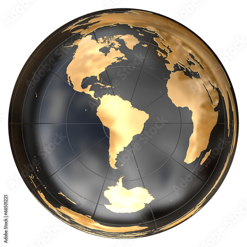 Worldmap in azimuthal projection ( South America) photo