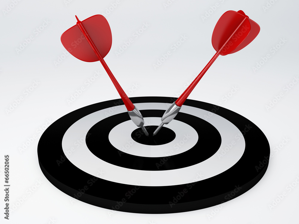 darts hit target. isolated white darts hit target. isolated white