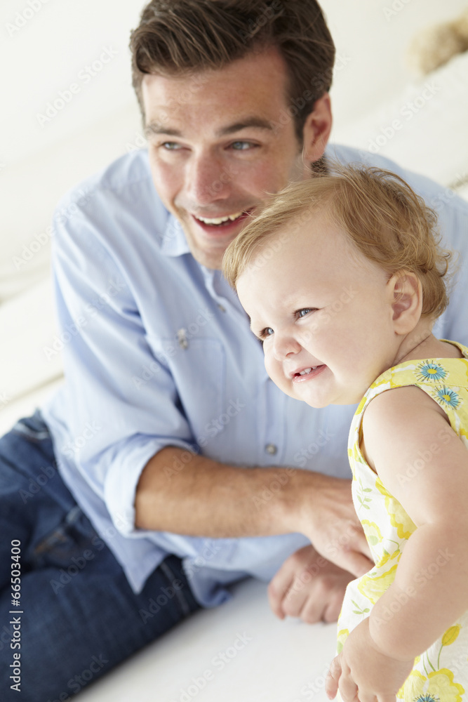 Father and baby daughter at home Father and baby daughter at home
