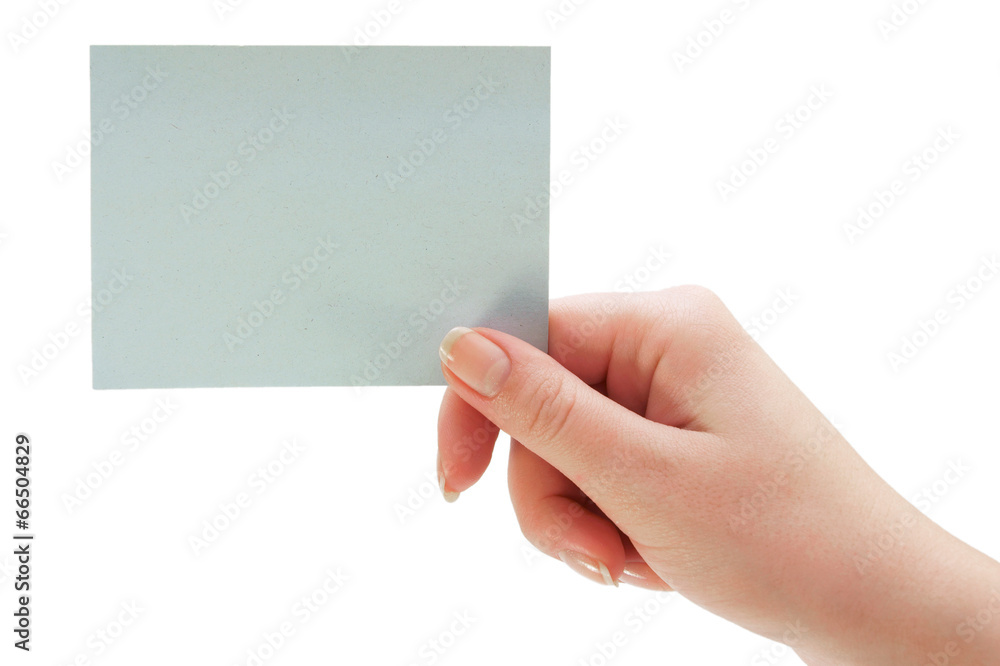 Hand and sticker on a white background Hand and sticker on a white background