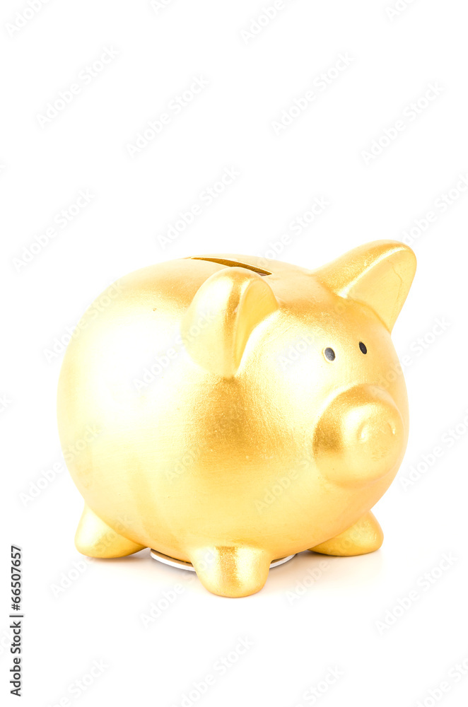 gold piggy bank isolated white background gold piggy bank isolated white background