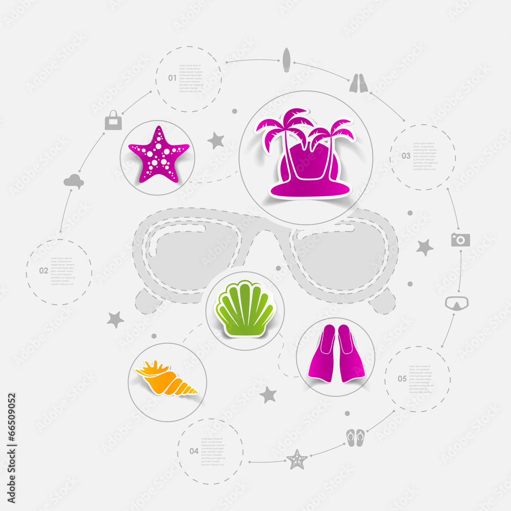 Fototapeta premium Set of summer tourism icons