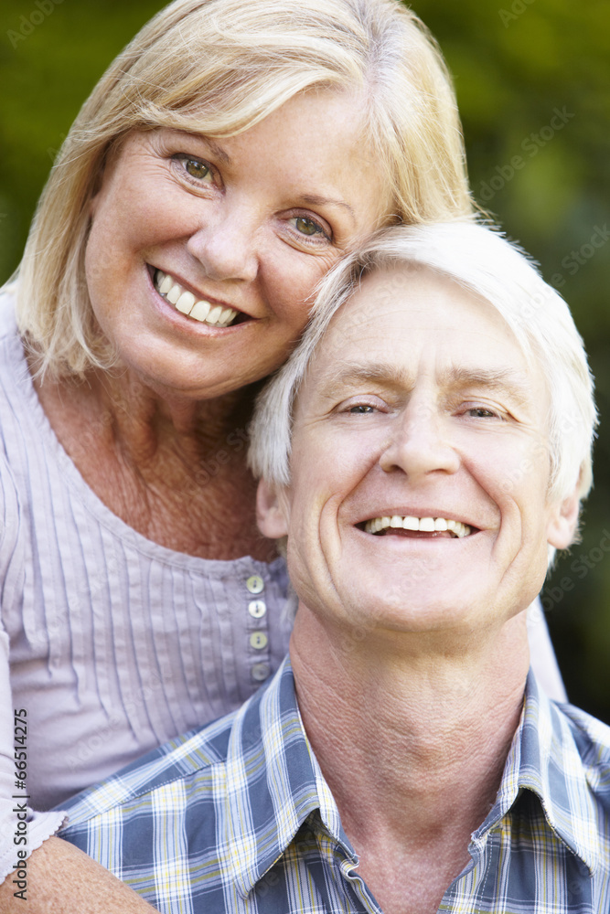 Senior couple in garden