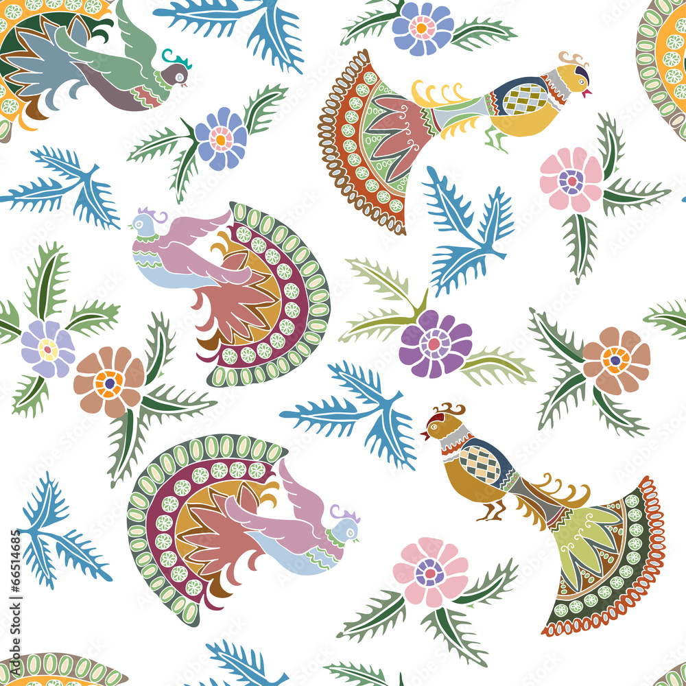 Obraz premium seamless pattern with retro peacocks