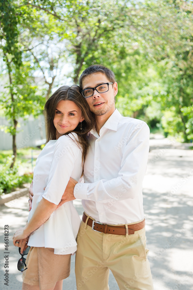 Close-up portrait of a charming couple smiling Close-up portrait of a charming couple smiling