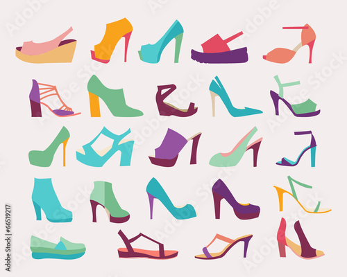High Heels Women Shoes Set - Illustration .