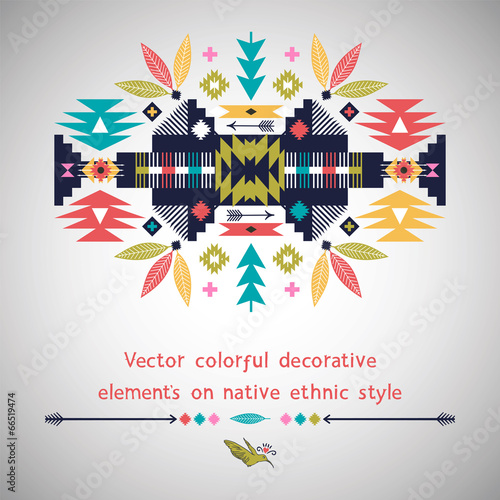 Vector colorful decorative  element  on native ethnic style