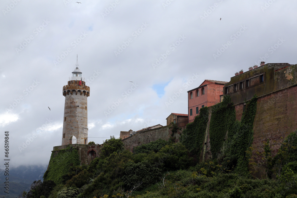 Forte Stella Lighthouse, Portoferraio, Isle of Elba, Italy.