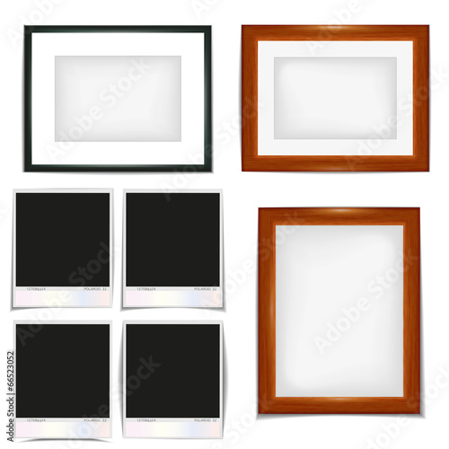 frame and shadow set, wooden frame, polaroid