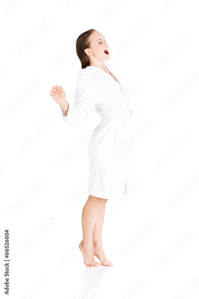 Woman in the morning yawning Woman in the morning yawning