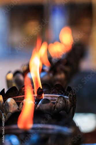 Oil lamp arranged in patterns