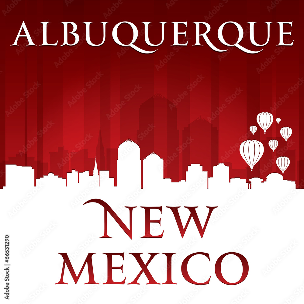 Fototapeta premium Albuquerque New Mexico city skyline silhouette red background