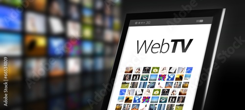 Web television tablet with many app icons photo