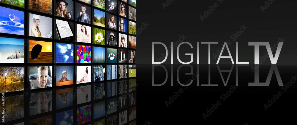 Digital television screens black background - obrazy, fototapety, plakaty 