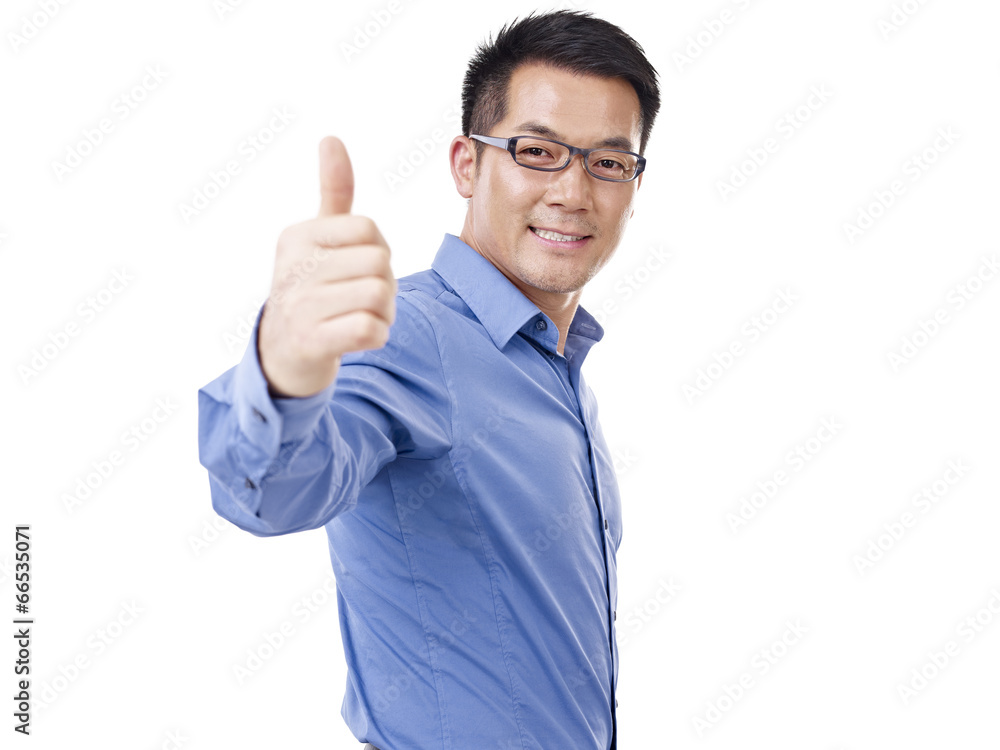 asian businessman thumb up, isolated on white asian businessman thumb up, isolated on white