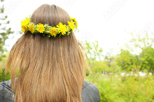 Photography Female hair with crown of dandelions