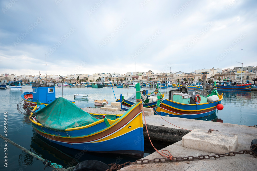 Marsaxlokk with boats, Malta