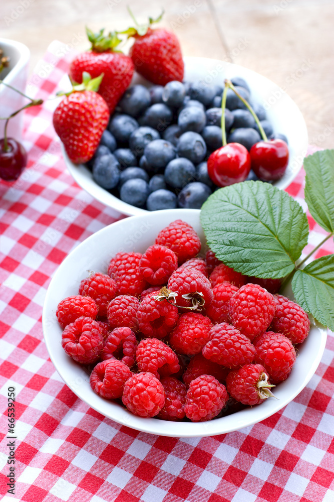 Raspberries and another organic berry fruits Raspberries and another organic berry fruits