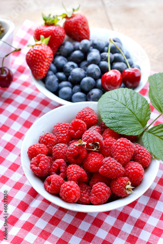 Raspberries and another organic berry fruits