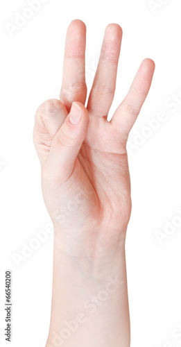 finger account three - hand gesture