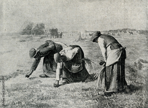 Obraz na płótnie The Gleaners (Jean-François Millet, 1857) w salonie