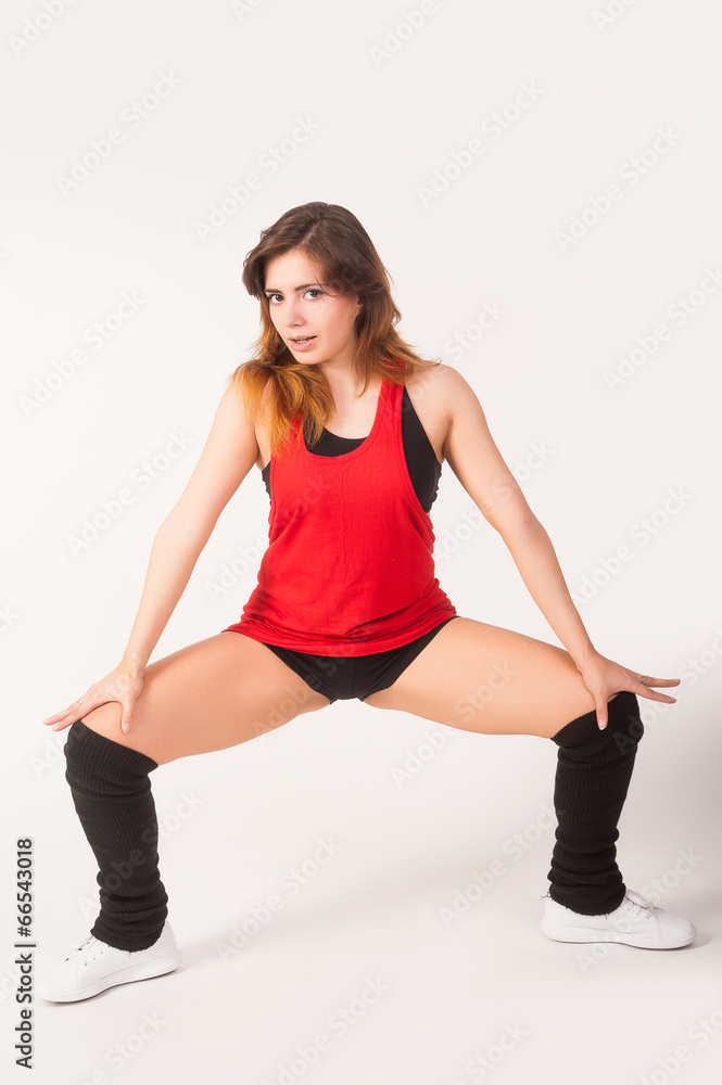 young happy woman doing fitness exercise young happy woman doing fitness exercise