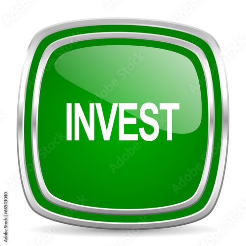 invest glossy computer icon on white background