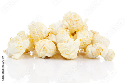 Popcorn isolated on the white background photo
