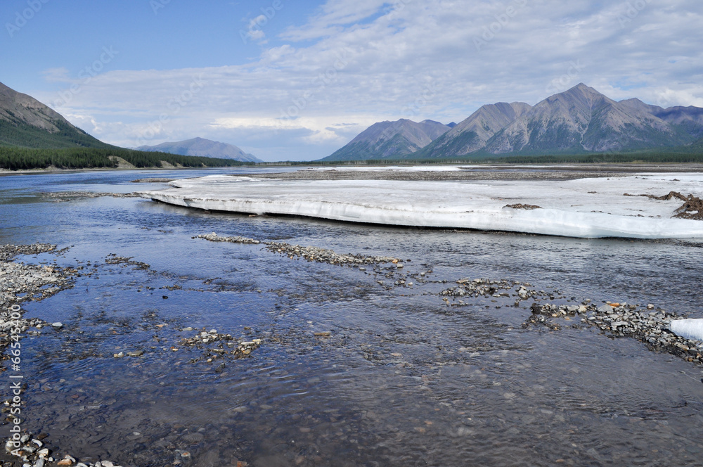 The permanent ice fields in the tideway of the Yakut river. The permanent ice fields in the tideway of the Yakut river.
