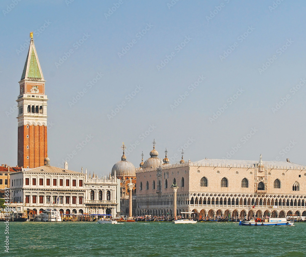 View from the Grand Canal to piazza San Marco with Campanile and