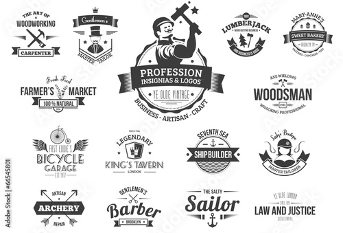 15 Retro labels for professions, business and artisans.