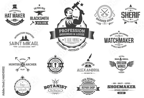 15 Retro labels for professions, business and artisans.