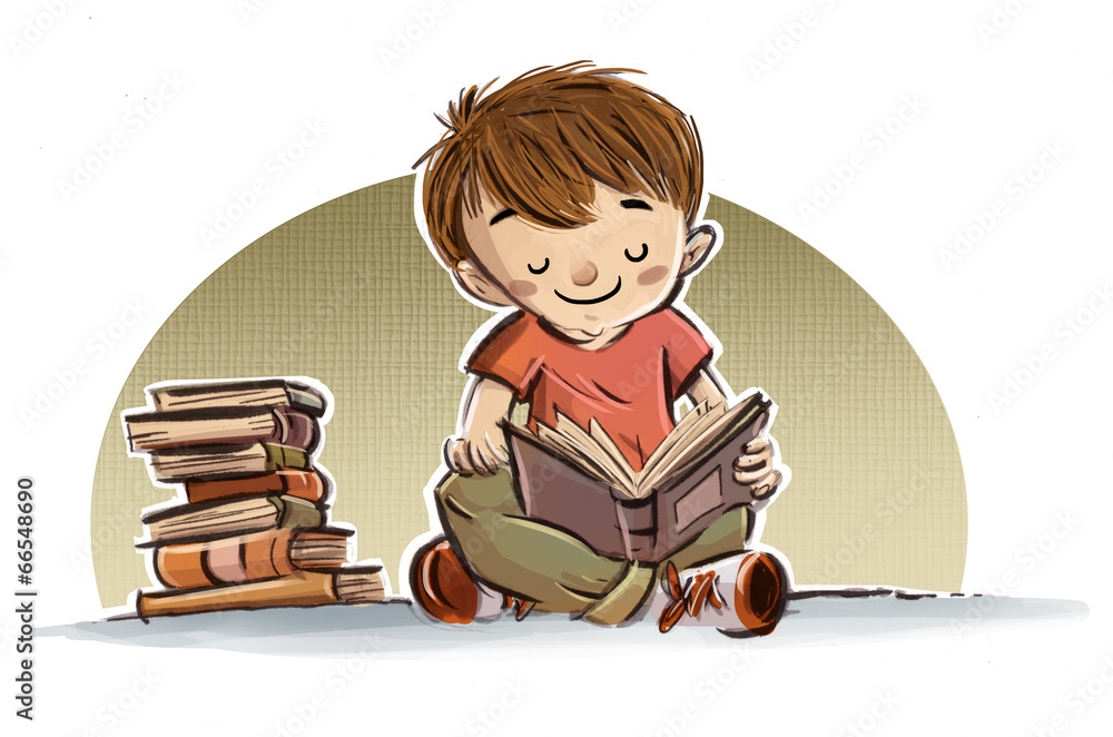 Niño leyendo libro ilustrado