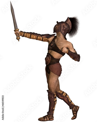 Roman Gladiator - Murmillo type in Heroic Pose photo