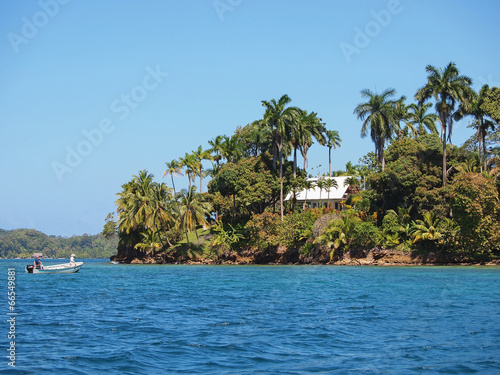 Tropical home on an island in the Caribbean sea