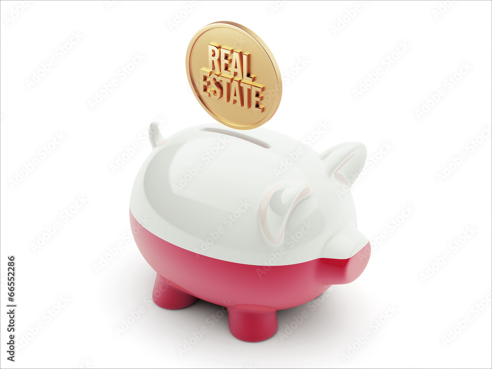 Poland Real Estate Concept Piggy Concept Poland Real Estate Concept Piggy Concept