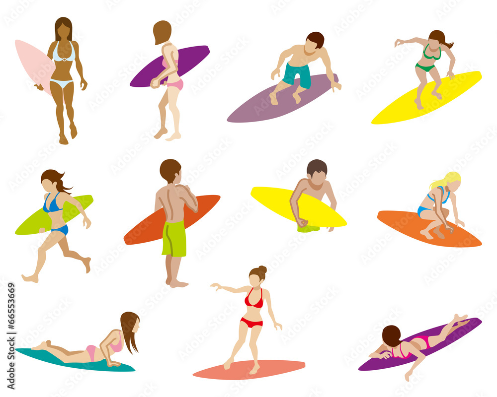 Surfing people sets,Isolated Surfing people sets,Isolated