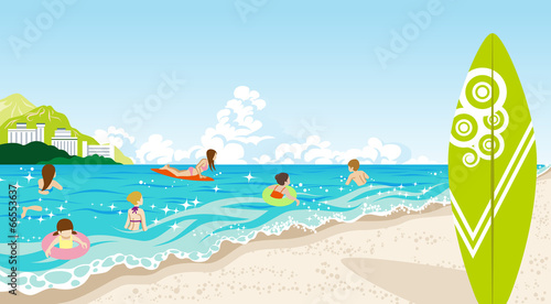 People in Summer beach,Vertical