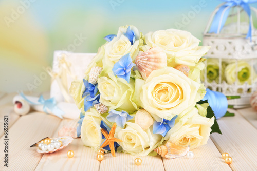 Beautiful wedding bouquet with roses