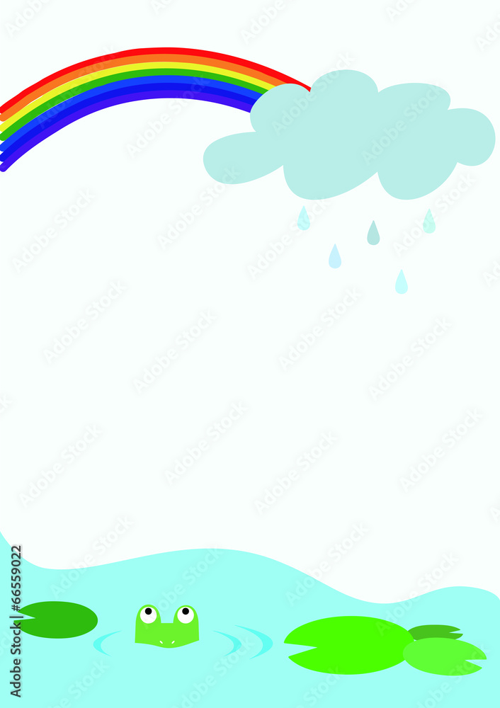虹　雨雲　カエル