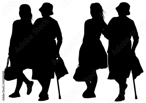 Elderly and young woman