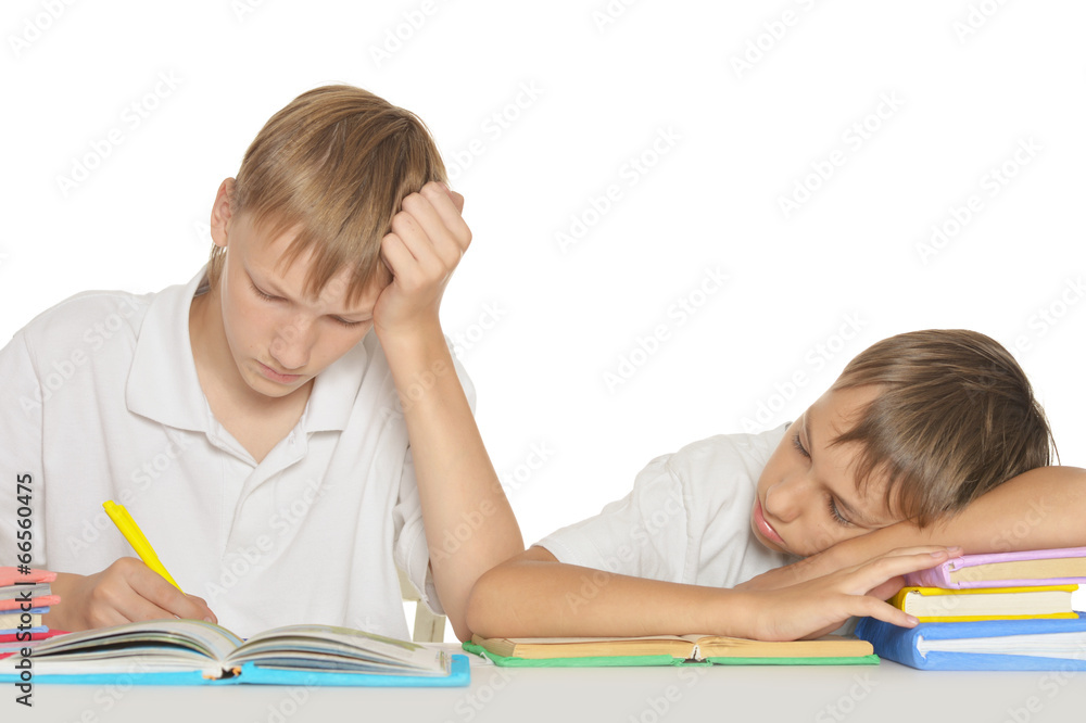 brothers doing homework brothers doing homework