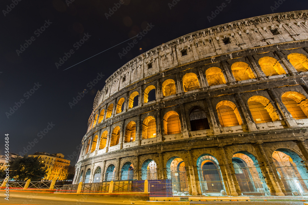 Famous colosseum during evening hours