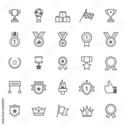 Set of Outline Stroke Award and Trophy Icons