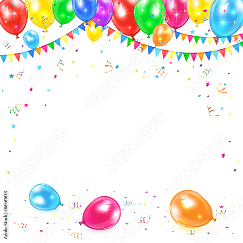 Background with balloons and confetti