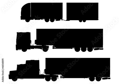Silhouettes of trucks on a white background. Vector