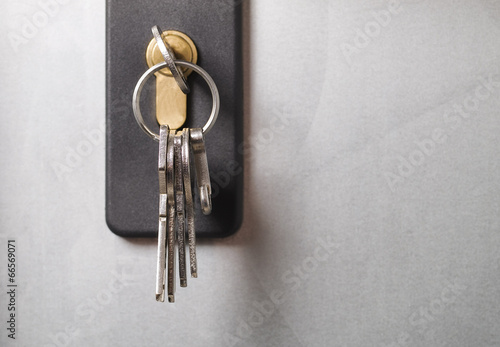 Keys stuck in a lock.