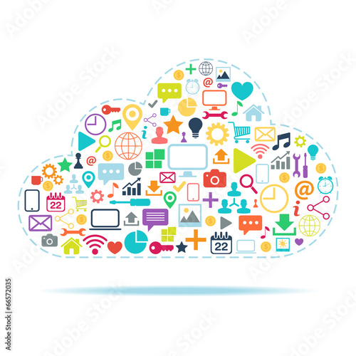Cloud Computing color vector illustration.