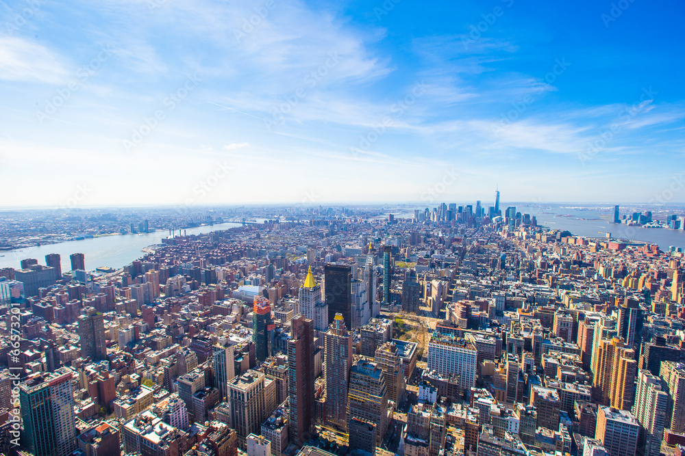 New York City Manhattan midtown aerial panorama view